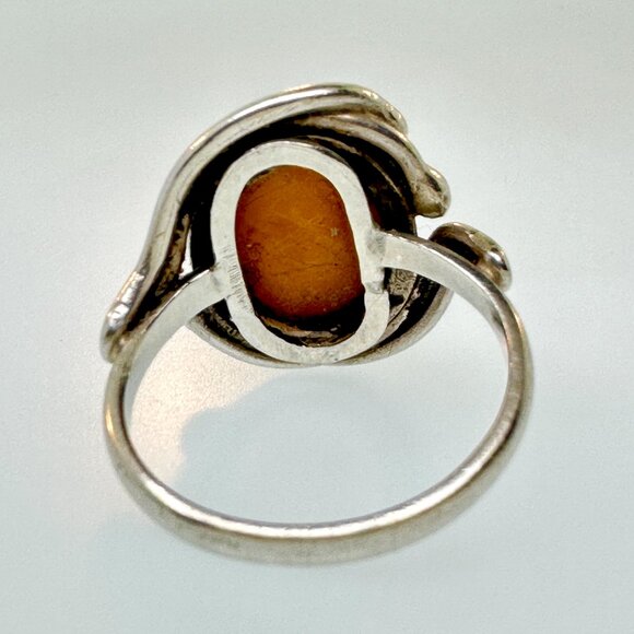 925 Sterling Silver Butterscotch Amber Ring size 6.5- Great Condition - Picture 6 of 9